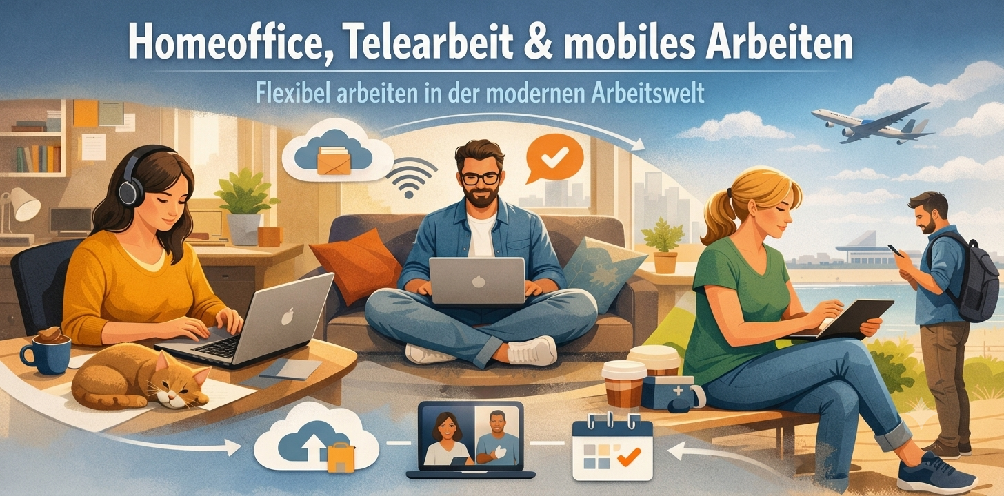 Homeoffice, Telearbeit & mobiles Arbeiten – flexibel arbeiten in der modernen Arbeitswelt