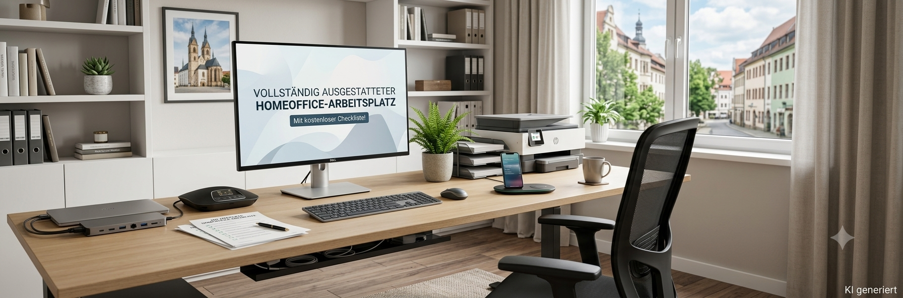 Vollständig ausgestatteter Homeoffice-Arbeitsplatz – Mit kostenloser Checkliste!